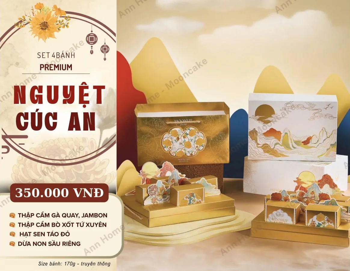 Hộp set 4 bánh - mẫu Cúc An