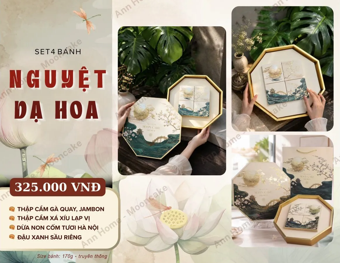 Hộp set 4 bánh - mẫu Dạ Hoa